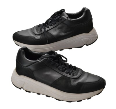 Etq Vibram Sneakers Herren Eu 45 Leder Mandel Zehen Schnurbar Schwarz