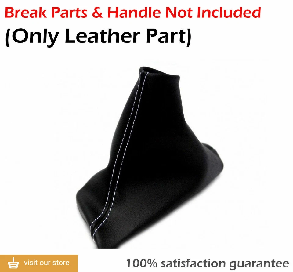 Se adapta a Volvo S60 2005-2008 PVC cuero sintético E freno bota cubierta puntada blanca Foto 2 de 4