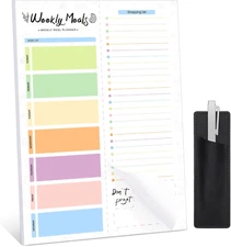 60 Sheet Meal Planner for Fridge with Pen Holder, Magnetic Weekly Meal Planner &