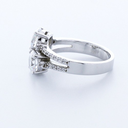 2.0CT NATURAL DIAMONDS E/VS2 ROUND CUT 18K WHITE GOLD SPLIT-BAND PROMISE RING - Picture 4 of 24