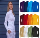 New Women Ladies High Roll Polo Neck Knitted Ribbed Jumper Sweater Top UK 8-26