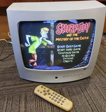 GE 13 Inch Retro Gaming CRT TV w/Remote Coaxial 13GP344 White Tested Working