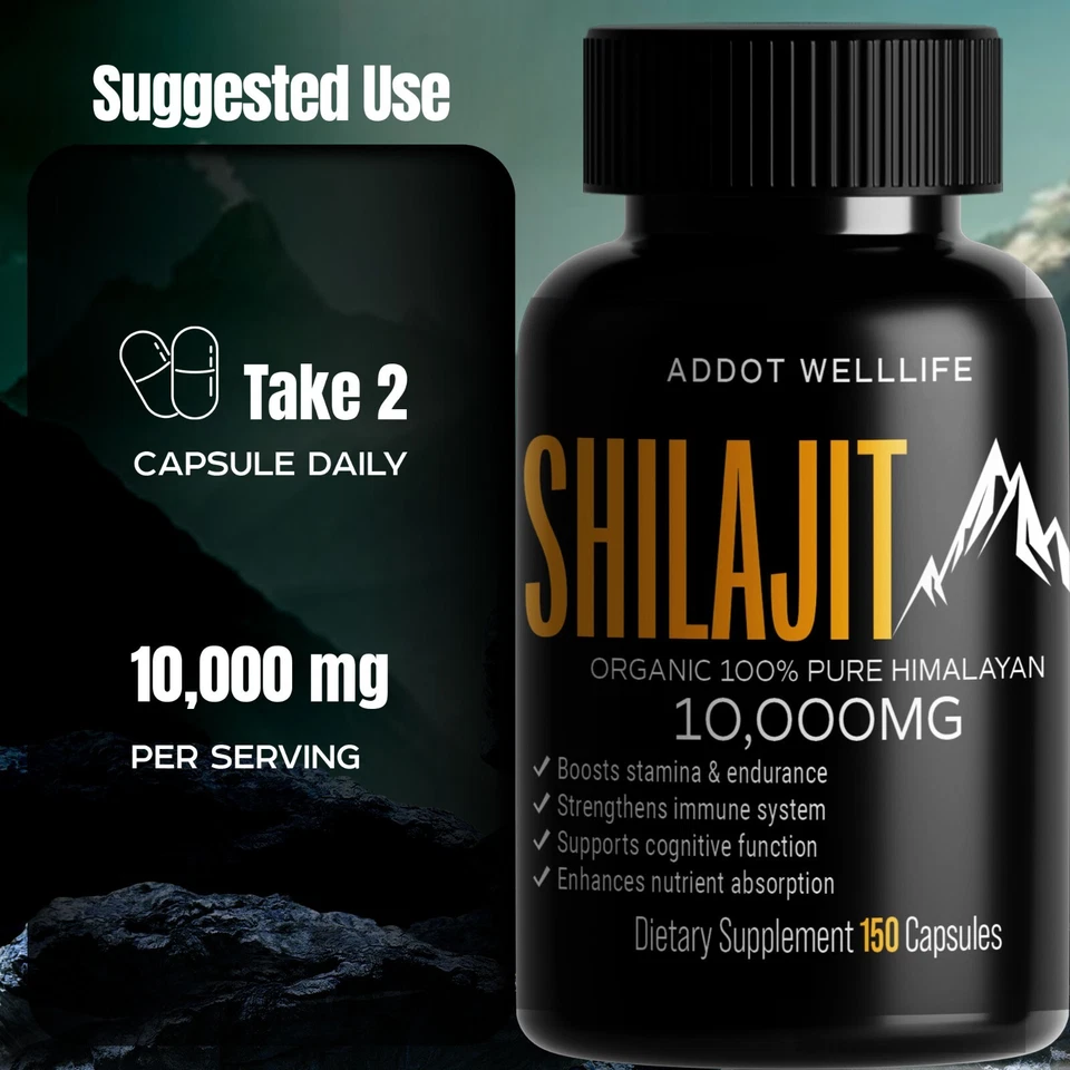 Shilajit 补充剂 – 150 粒 – 喜马拉雅草药树脂 – 能量与精神 — 第 3/4 张图片
