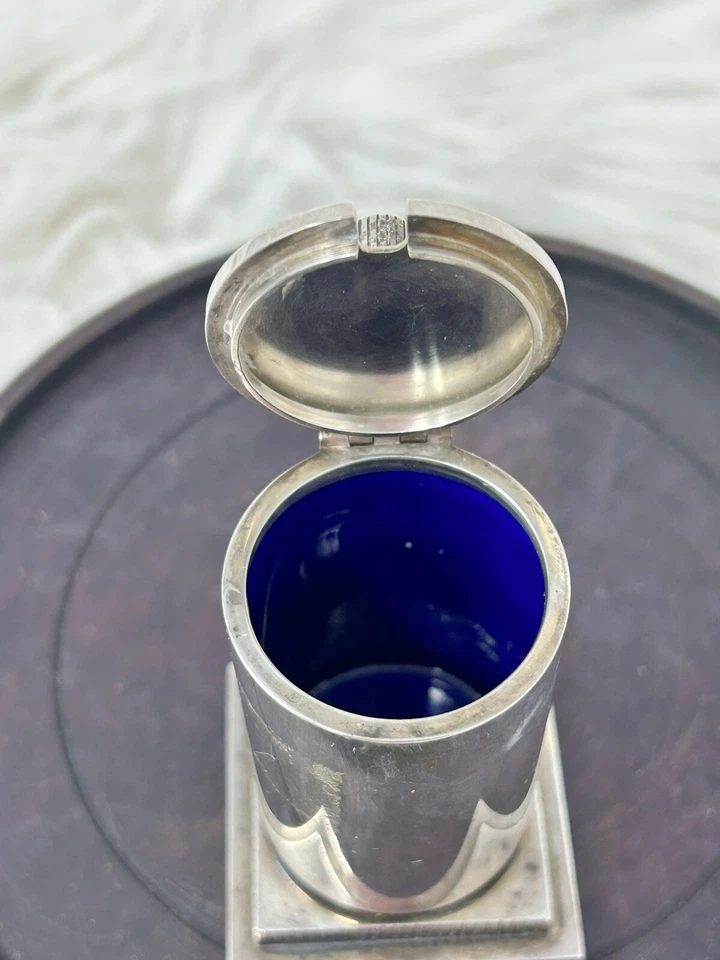 Olla de mostaza de plata esterlina Georg Jensen Art Deco #793 - Jørgen Jensen con cuchara Foto 4 de 4