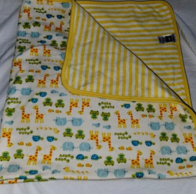 Carters Yellow Two By Two Animals Noah Cotton Receiving Blanket I Love Hugs Frog