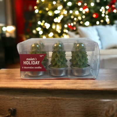 Holiday Maker's 6 Decorative Candles Christmas Trees