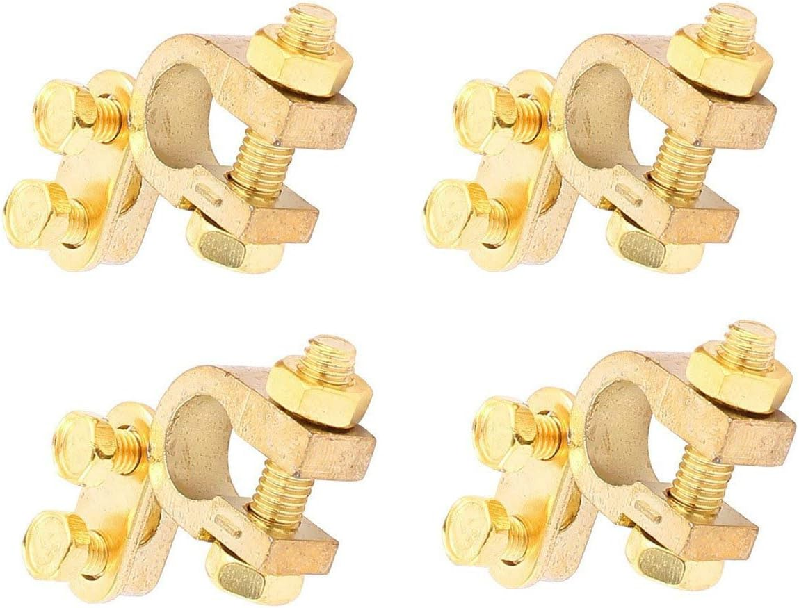 Auto Car Positive & Negative Battery Terminal Clamp Clips Brass Connector 4Pcs