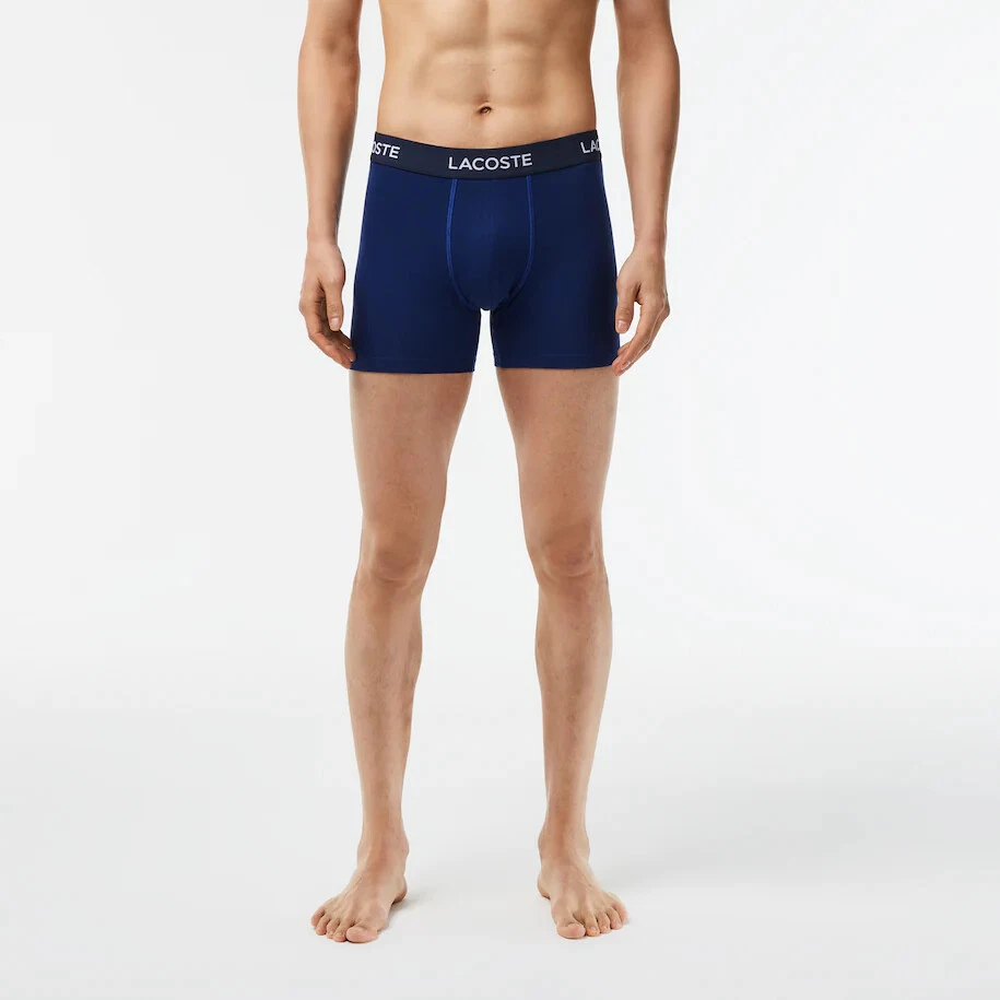 Paquete de 5 boxer informales Lacoste para hombre algodón elástico AZUL MARINO S, L 6H6521-51 F9F Foto 2 de 3