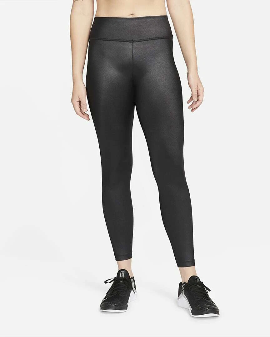 Nike One Women's Dri-FIT Black Shine Mid Rise Leggings (DD5439-010