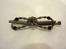 Art Deco style FLOWER METAL HAIR CLIP SILVER TONE VINTAGE Hair clips