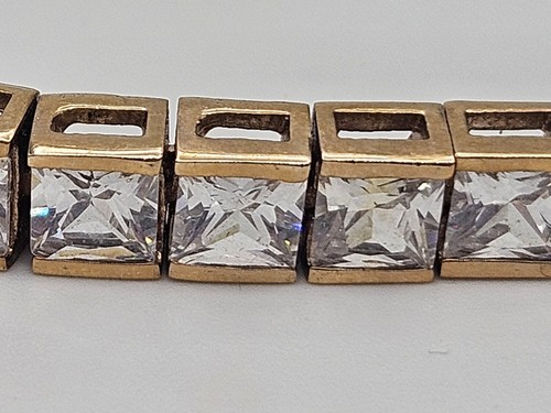 Vintage Gold Tone Clear CZ Tennis Bracelet 7" - 第 5/12 張圖片