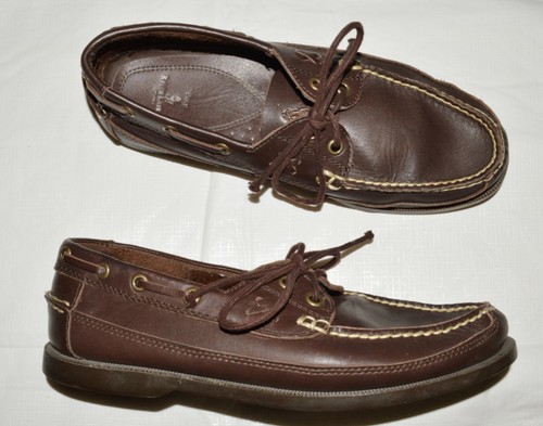 BROWN LEATHER BOAT SHOES LOAFERS | eBay