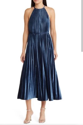 Ted Baker Pleated Satin Halter Dress Velvet | eBay