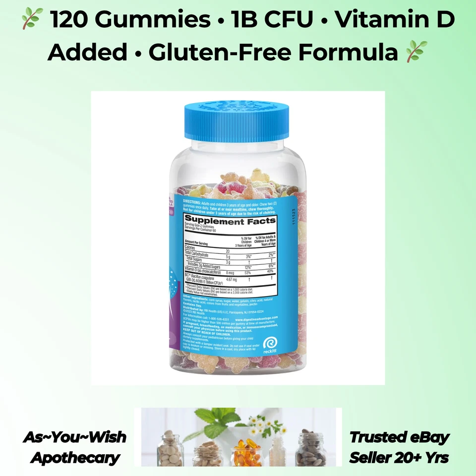 Gomitas probióticas Schiff Digestive Advantage 120ct 1B UFC vitamina D inmunológica Foto 4 de 4