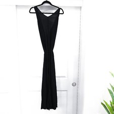 Reformation Size XXS Tie Waist High Slit Black Sleeveless Midi Dress
