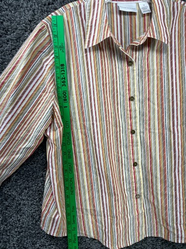 Alfred Dunner Shirt Women's Size 18 Multi Striped Cotton Collared Button Down - Picture 14 of 15