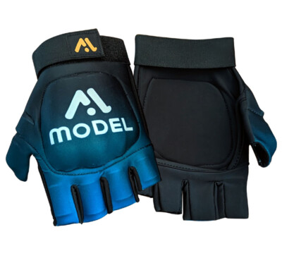 Feldhockeyhandschuh Shell Schutz linke Hand handflächenfrei Farbe blau alle Größen