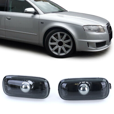 Klarglas Seitenblinker smoke schwarz Paar für Audi A3 8P A4 8E B7 A6 4F C6