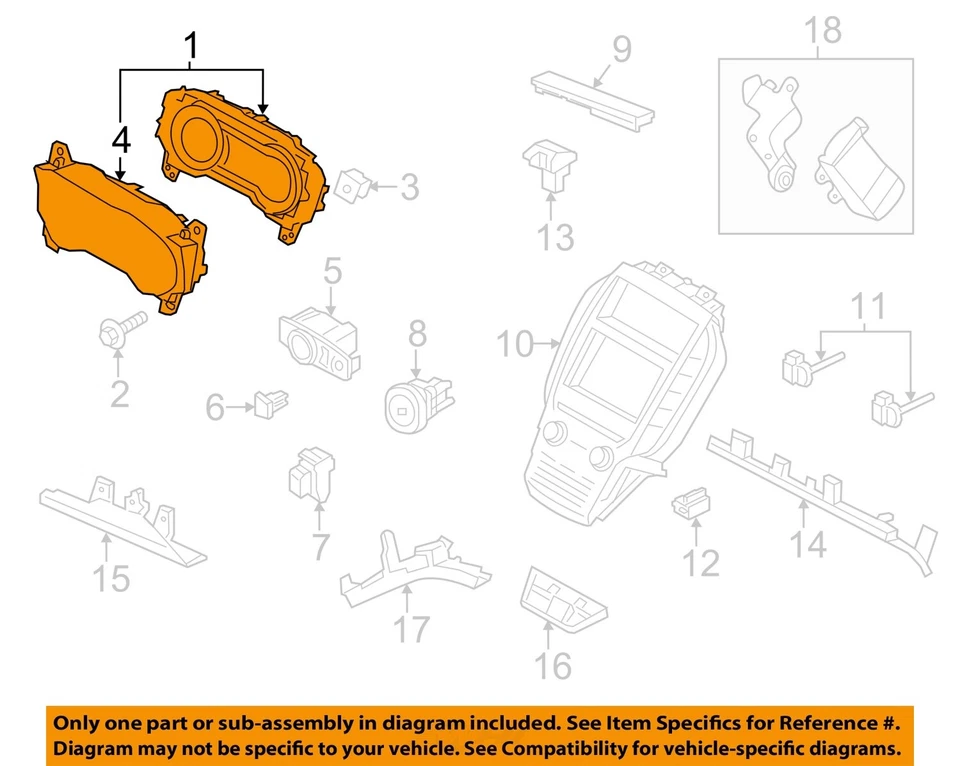 Medidor de velocímetro usado serve: 2015 Lincoln Mkc cluster MPH até 12/03/14 ID EJ7T- - Imagem 3 de 4