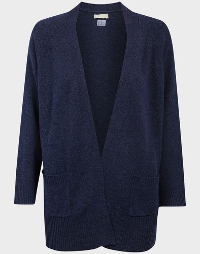 LADIES BLUE LONG OPEN BRUSHED KNITTED CARDIGAN SWEATER UK SIZES 8-24 - 第 1/2 張圖片