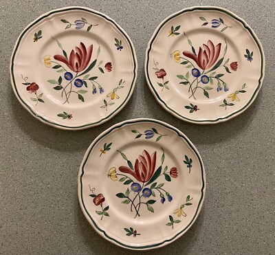 3 Tulip by Longchamp Bread & Butter Plates 6.25  - See pics, some crazing-Vtg