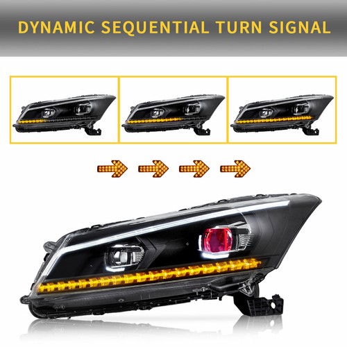 Headlight Assembly Set For 2008-2012 Honda Accord Coupe Demon Eye Left and Right - Foto 4 di 12