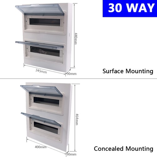 4-36 Way Consumer Unit Fuse Box Distribution Enclosure Surface / Concealed Mount - Picture 22 of 23