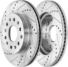 Pair Front Drilled Slotted Disc Brake Rotors for Buick Enclave Cadillac XT5 XT6