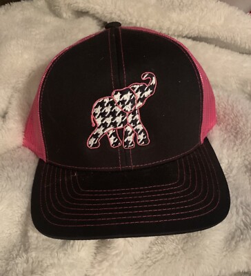 Ala Houndstooth Elephant Embroidered Richardson 112 Cap Blk Front/Pink Snapbk