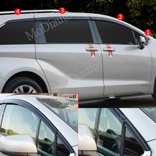 Para Toyota Sienna 2021-24 Negro Ventana Viseras Laterales Sol Lluvia Protector Ventilación Deflector - Imagen 7 de 8
