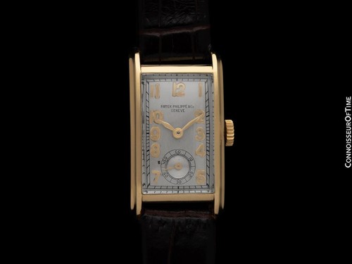 Reloj curvo Patek Philippe para hombre de oro de 18 quilates Art Deco de 1930 - certificado de autenticidad y garantía - Imagen 3 de 14