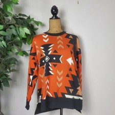 NEW Lularoe Hannah Crewneck Aztec Orange Black Sweatshirt Womens Size Small 