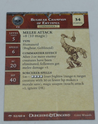 Bugbear Card Dungeons and Dragons D&D ANGELFIRE Bugbear Champion of Erythnul 52/60 ...