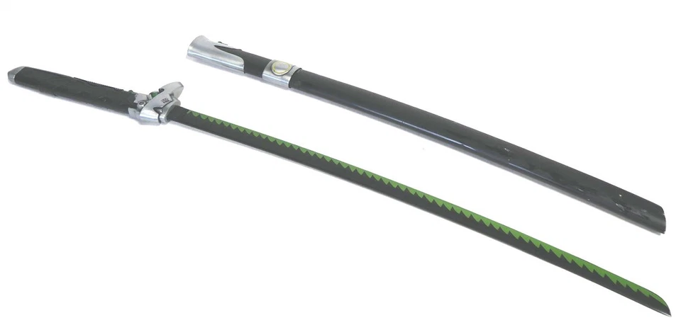 Katana Ninja Futurista Negra y Verde Acero al Carbono Réplica 40" Largo con Funda Foto 3 de 4