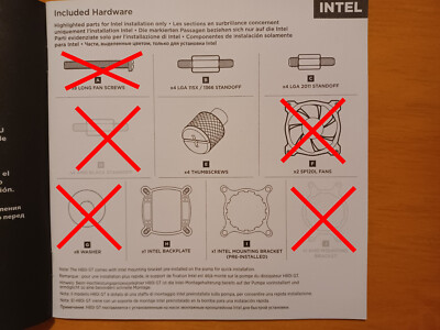 Corsir H80i GT AIO Water Cooler Mounting Hardware