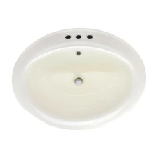 Canal Oval Shaped Drop-In 3-Hole Bathroom Vanity Sink 22-1/8" X 18-7/8" Ivory