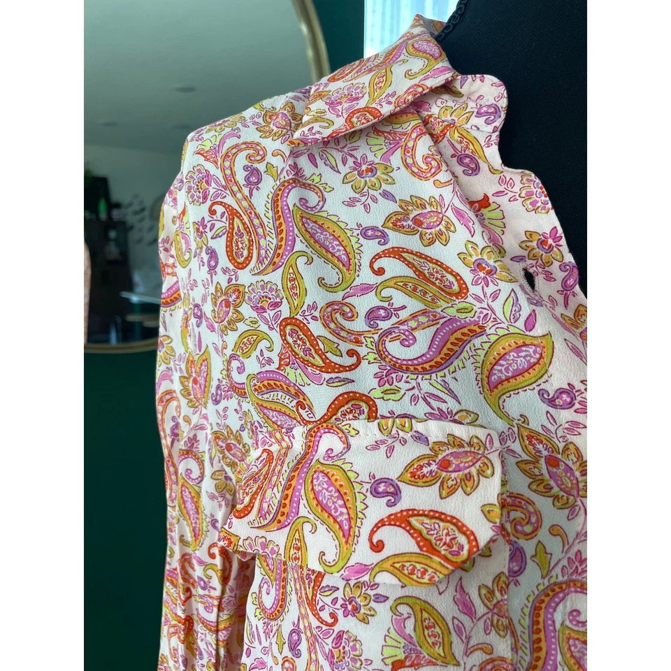 Blusa Zara Paisley Mujer M Rosa Naranja Boho Festival Retro Años 70 Psicodélica Foto 2 de 4