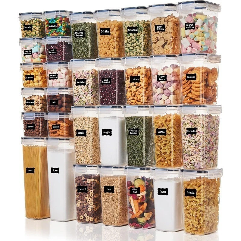 32pcs Airtight Food Storage Containers Set BPA Free Plastic Kitchen Organization