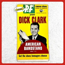 1950s PF Canvas Shoes Vintage Advertising Sign 18" Cardboard Display Dick Clark