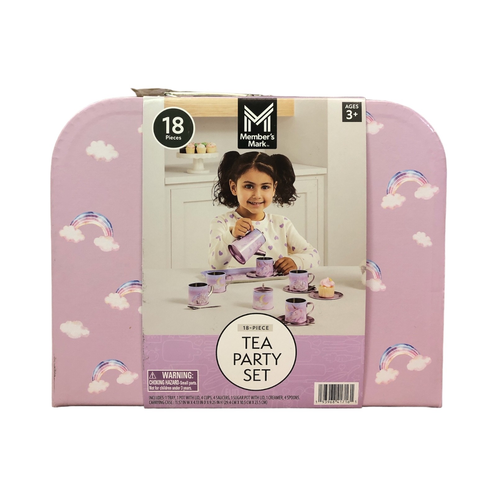 Member's Mark 18-Piece Pretend Play Tin Tea Party Set with Carrying Case