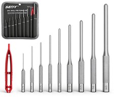 9-Piece Roll Pin Punch Set - Fast Removal - Durable 1/16  -5/16  , Silver