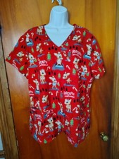 Rudolph The Red Nosed Reindeer Women's Scrub Top XL EUC