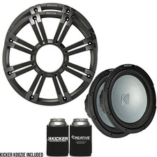 Kicker - Two 12 Inch LED Marine Subwoofers in Charcoal, 2 Ohm Bundle 4 Ohm each