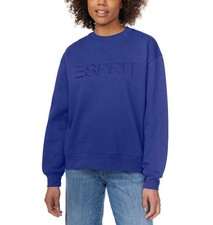 NWT Esprit Women's Logo Fleece Crewneck BLUE Viral M L XL