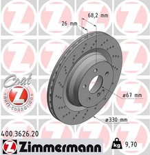 2x ZIMMERMANN Bremsscheibe COAT Z 400.3626.20 f&uuml;r MERCEDES CLS C219 W211 KLASSE