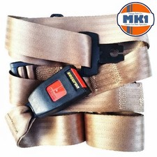 Classic Mini Austin Static 3 point Seat Lap Safety Belt Rear Left Right Beige