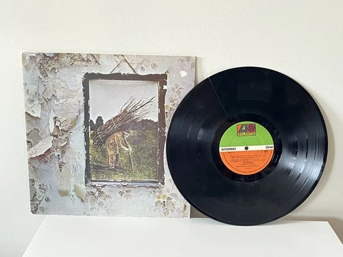 *DAMAGED BROKEN/SPLIT DISC* LED ZEPPELIN IV 4 ALBUM 1971 + SLEEVE