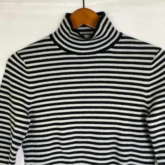 Suéter TORY BURCH Lana Cuello Simulado Rayas Cuello Alto Manga Larga Elástico Acanalado Foto 2 de 4