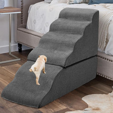 Dog Steps for High Beds 30-32" H - 6-Step Dog Stairs for Small Dogs, 33D Foam Pe
