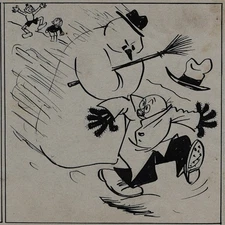 Max Otto Stups Comic Cartoon Original Drawing Humor Ink Signed Circa 1938